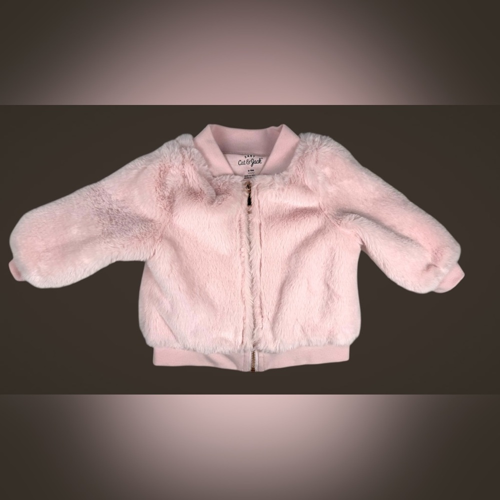 Cat & Jack Baby Pink Faux Fur Zip Jacket – Size 6–9 Months – Excellent - Picture 5 of 11
